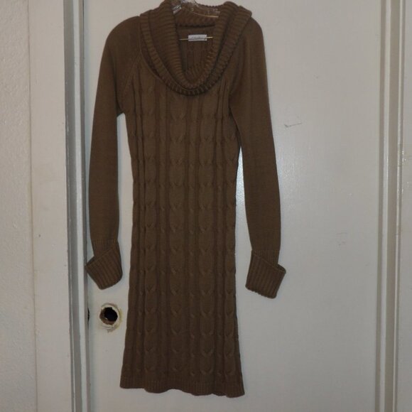 Calvin Klein Cowl Neck Cable Knit Sweater Dress Sz M - Picture 2 of 5